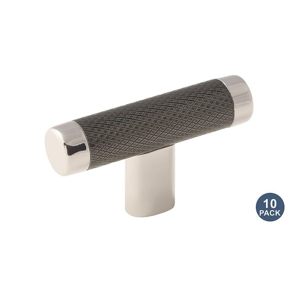 Esquire 2 5/8 in. L  67 mm  Polished Nickel/Gunmetal T Shaped Cabinet Knobs (10-Pack)