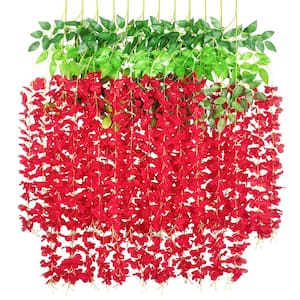 3.7 ft. Red Artificial Other Wisteria Flowering Plants