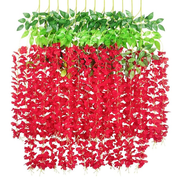 3.7 ft. Red Artificial Other Wisteria Flowering Plants NY12PC7 - The ...