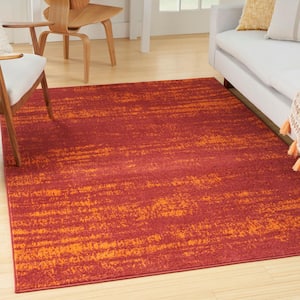 Nourison Essentials Red 6 ft. x 9 ft. Abstract Contemporary Indoor/Outdoor Area Rug