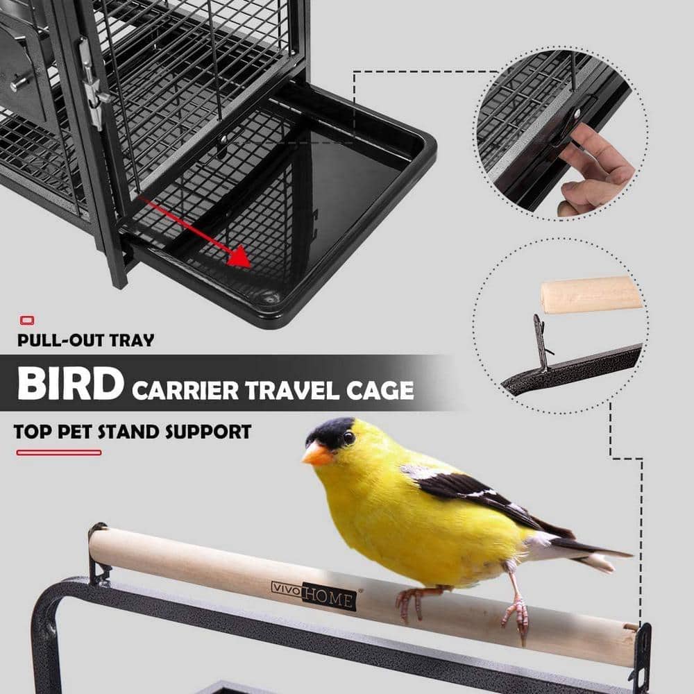 Buy 19 Inch Wrought Iron Bird Travel Carrier Cage for Parrots Conures