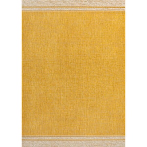 Alda Yellow/Cream 3 ft. x 5 ft. Modern Minimalist Mingled Solid Indoor/Outdoor Area Rug