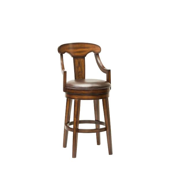 Hillsdale Furniture Upton 26.5 in. Rustic Oak Cushioned Bar Stool
