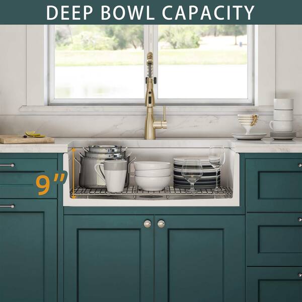 Siavonce 30 in. Fireclay Farmhouse Ceramic Kitchen Sink
