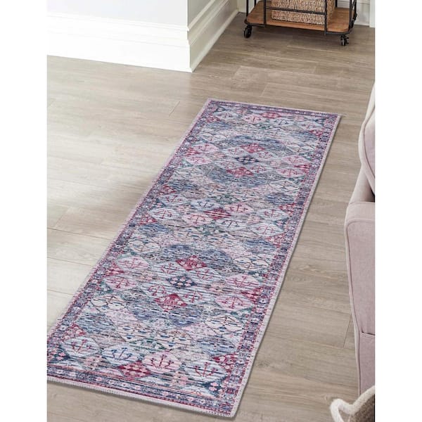 Mangata Maya Multi 2 ft. 7 in. x 13 ft. Runner Machine Washable Area Rug