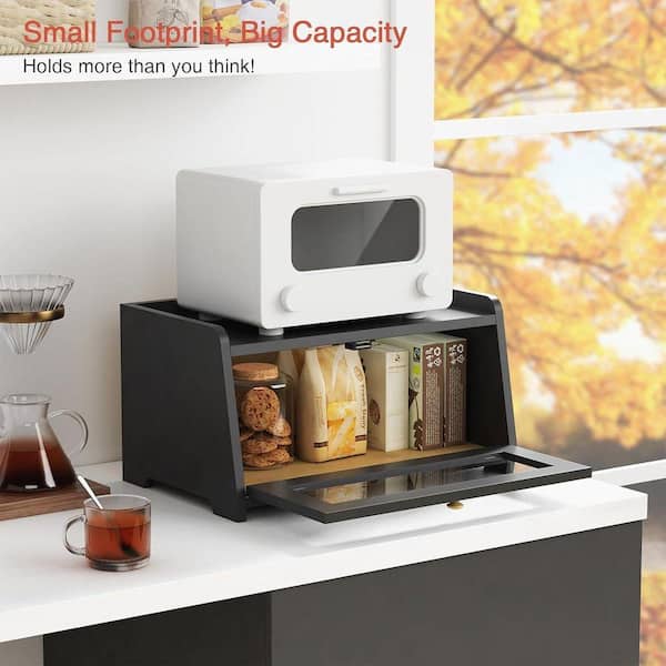 Lynzavix 1 Piece Vintage Wooden Bread Box with Ventilation Gap