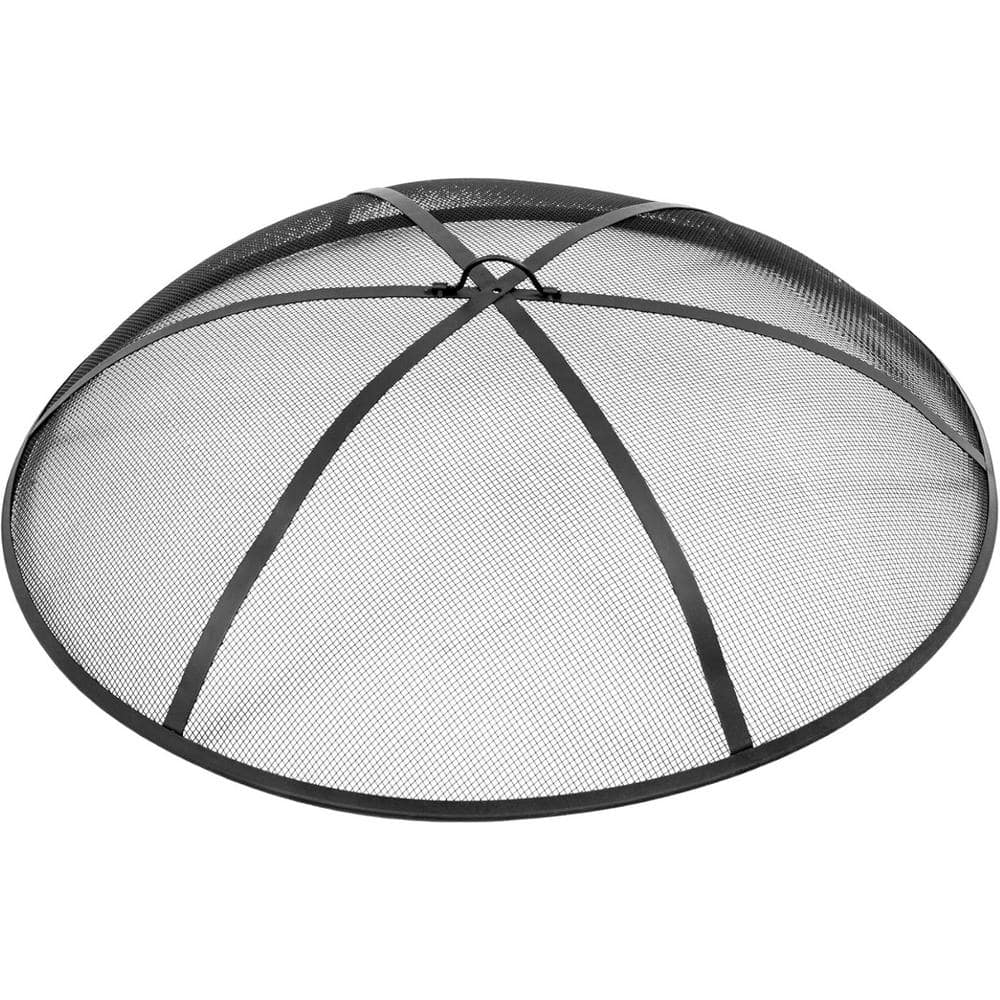 36 in. Outdoor Fire Pit Reinforced Spark Screen Cover Steel Domed FirePit E