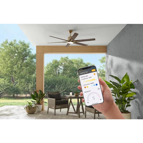 Kensgrove II 60 in. Smart Indoor/Outdoor Gold Ceiling Fan with Adjustable White with Remote Included Powered by Hubspace