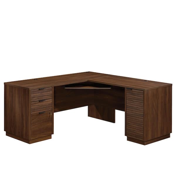 SAUDER Englewood 65.118 in. W Spiced Mahogany L-Shaped Desk