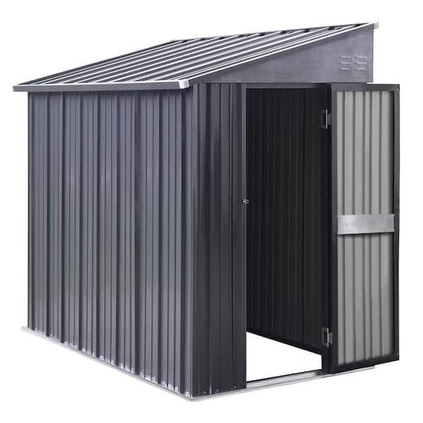 VEIKOUS 4 ft. W x 8 ft. D Metal Lean-to Shed Storage Shed 33 sq. ft. in Gray