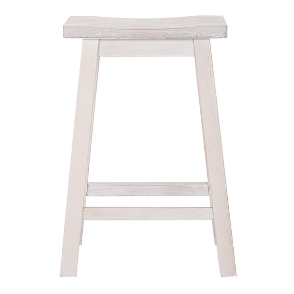 WESTINFURNITURE Lincoln 29 in. Antique White Solid Wood Bar Stool (Set of 2)