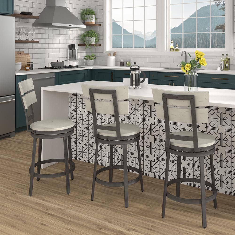 Colson 24" Distressed White and Gray Swivel Counter Stool