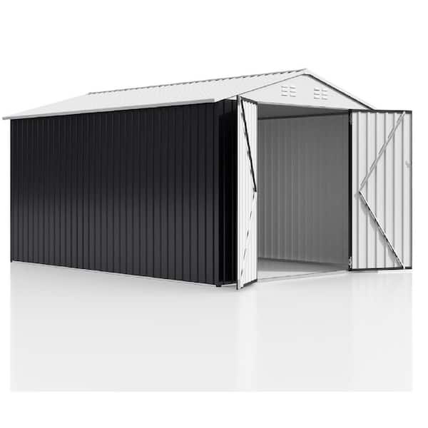 8 ft. W x 12 ft. D White Outdoor Metal Storage Shed with Reinforced Frame Design and Secure Locking Doors (96 sq. ft.)