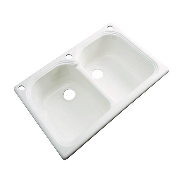 Thermocast Hartford Drop-In Acrylic 33 in. 3-Hole Double Bowl Kitchen Sink in Biscuit