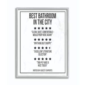 11 in. x 14 in. "Five Star Bathroom Black And White" by Daphne Polselli Framed Wall Art