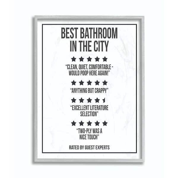 Stupell Industries 11 in. x 14 in. "Five Star Bathroom Black And White" by Daphne Polselli Framed Wall Art