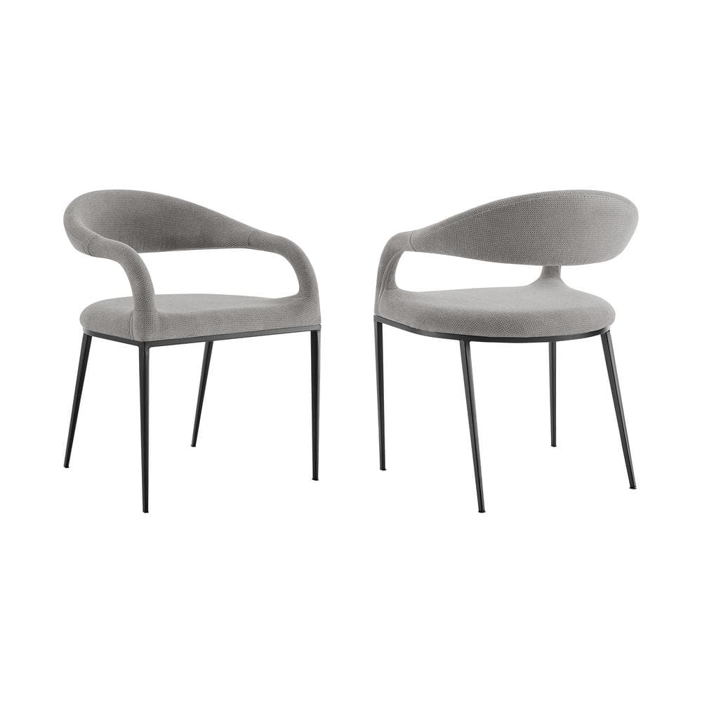 Morgan Light Gray and Black Fabric Dining Chair Set of 2
