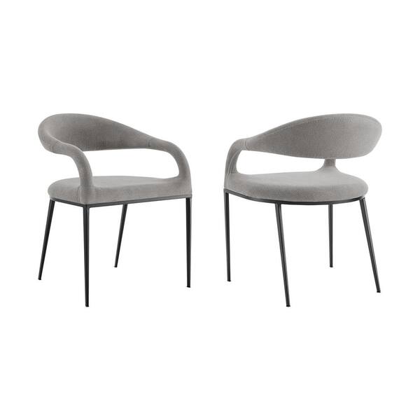 Armen Living Morgan Light Gray and Black Fabric Dining Chair Set of 2