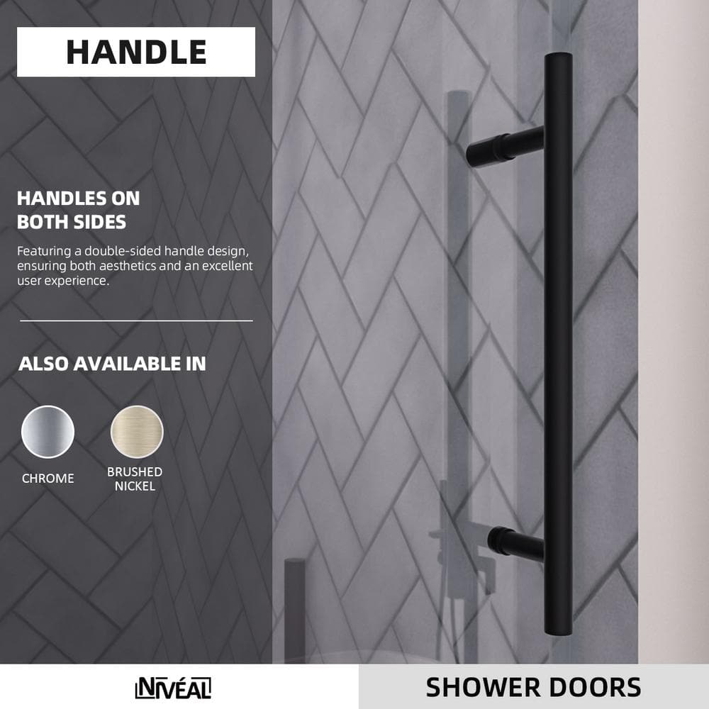 60'' Matte Black Semi-Frameless Sliding Tub Door with Clear Glass
