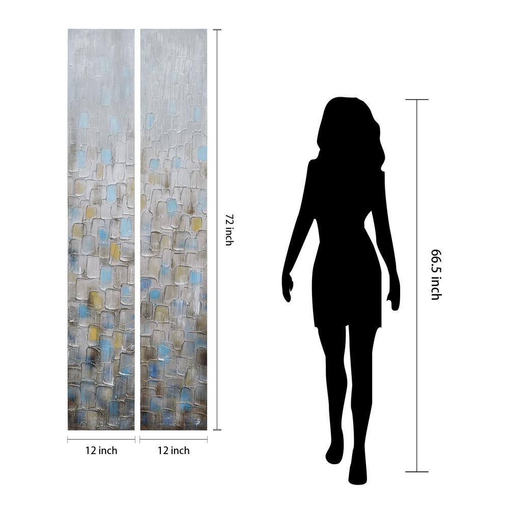Cosmopolitan Abstract Metallic Hand Painted Canvas Wall Art, 72" x 24"