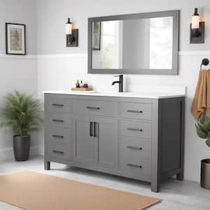 Beckett 60 in. W x 22 in. D x 35 in. H Single Sink Bathroom Vanity in Dark Gray with White Cultured Marble Top