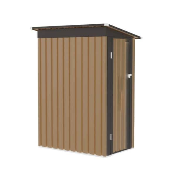 4.27 ft. W x 2.42 ft. D Outdoor Metal Storage Shed with Hinge Door Brown