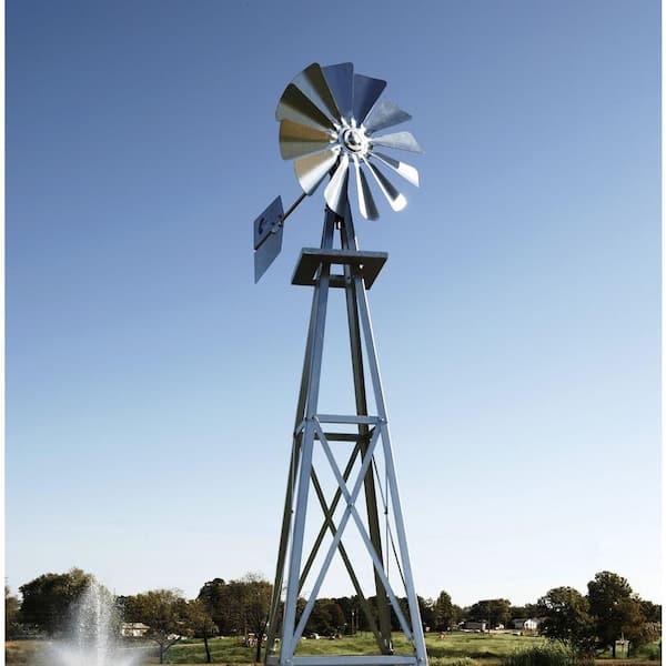 Outdoor Water 99 In Small Galvanized Backyard Windmill Byw0038 The Home Depot