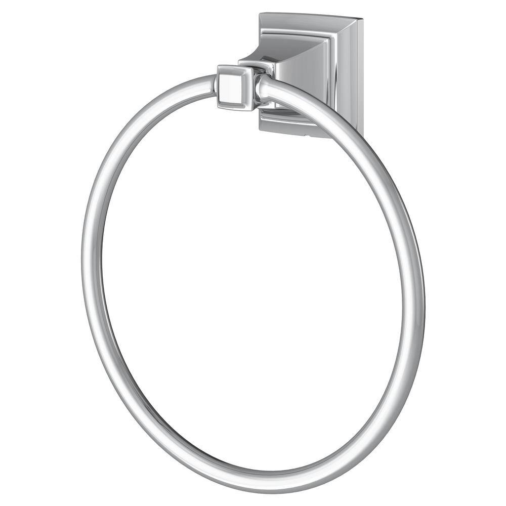 Polished Chrome Wall Mounted Towel Ring with Architectural Detailing
