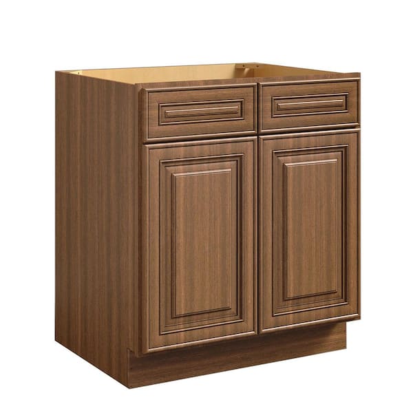 Unbranded 30 in. W x 24 in. D x 34.5 in. H in Cameo Scotch Plywood Ready to Assemble Sink Base Cabinets with Shelf