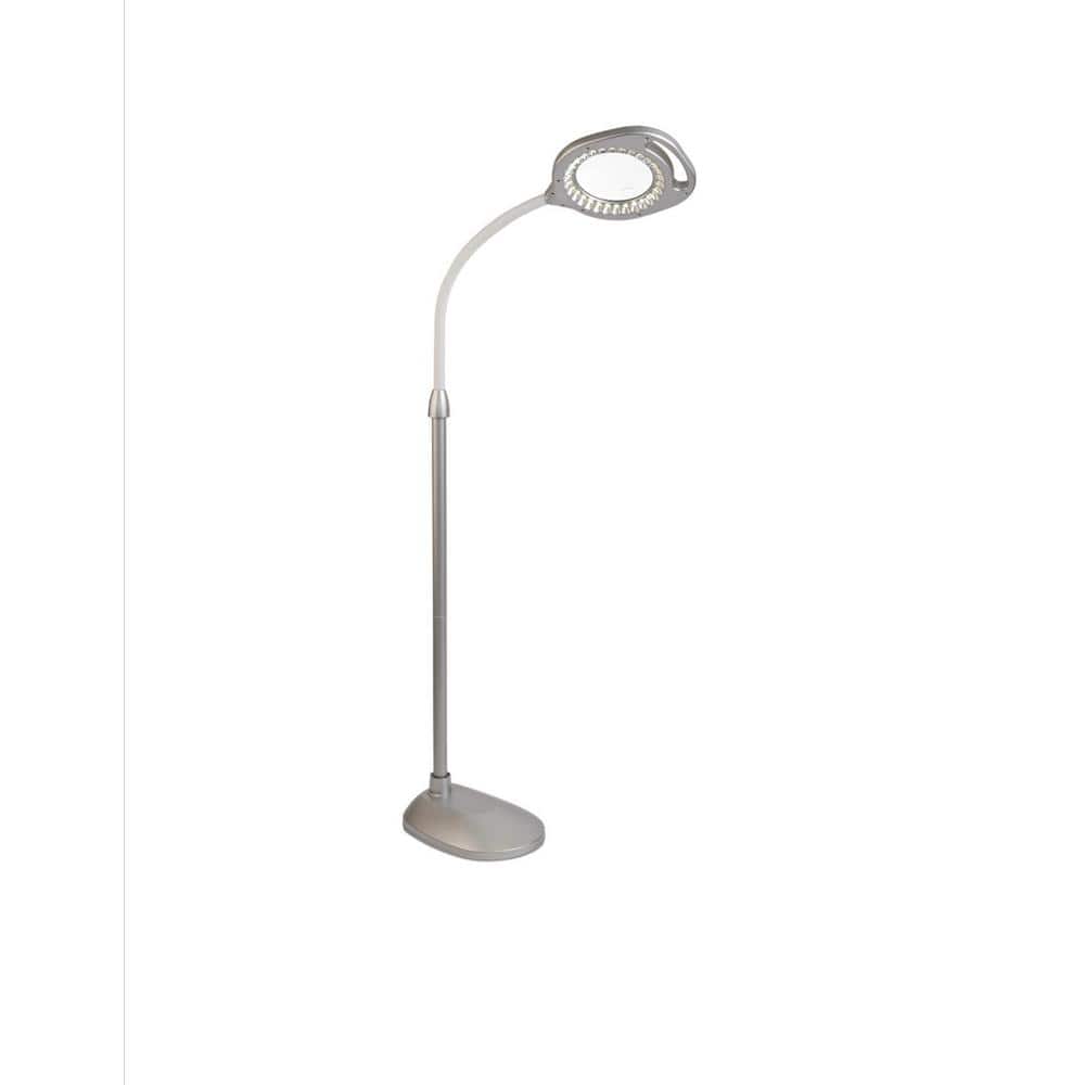 Adjustable Silver LED Magnifier Floor and Table Lamp