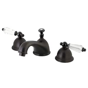 Celebrity Crystal 8 in. Widespread 2-Handle Mid-Arc Bathroom Faucet in Oil Rubbed Bronze