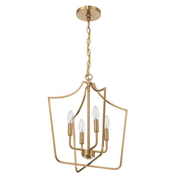 Robert Stevenson Lighting Constance 4-Light Brushed Gold Tapered Meta Candelabra Chandelier