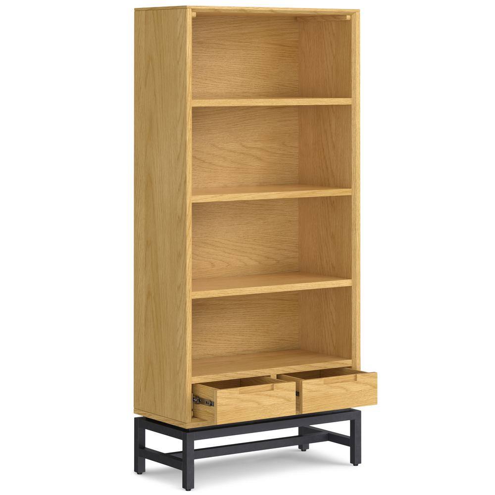 Banting Oak Wood and Metal Adjustable Bookcase with Drawers