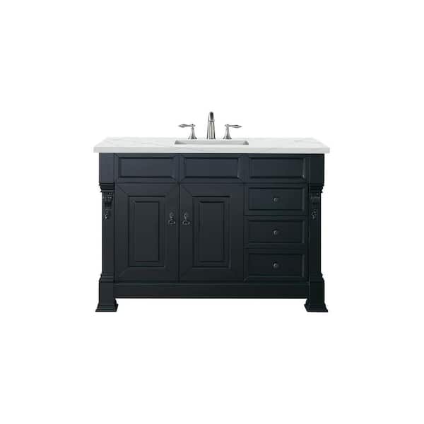 James Martin Vanities Brookfield 48 in. W x 23.5 in. D x 34.3 in. H Bathroom Vanity in Antique Black with Ethereal Noctis Quartz Top