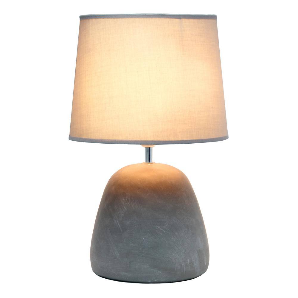 Gray Concrete Table Lamp with Fabric Shade