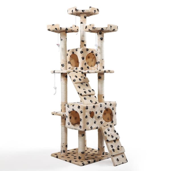 Kahomvis 67 in. Multi-Level Cat Tree Tower House with Scratching Posts and Perches