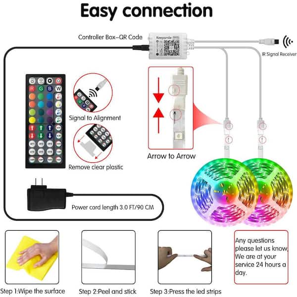 Led Lights Smart RGB Led Strip Lights with Remote APP Control Music Sync with Color Changing for Home Party Festival Decoration