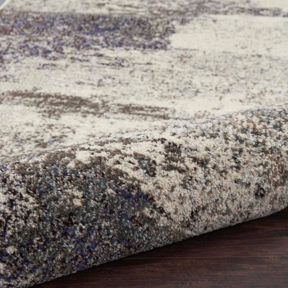 Ivory and Grey Abstract Hand-knotted Round Rug