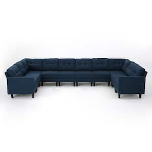Emmie 10- Piece Navy Blue Fabric 8-Seat U Shaped Symmetrical Sectionals with Armrests