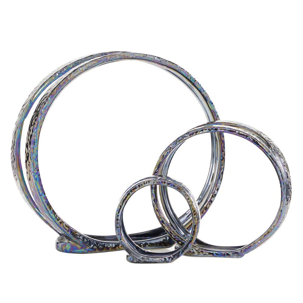 Elegant Trio Silver Ceramic Candlestick Holders, Set of 3
