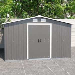 10 ft. W x 12 ft. D Outdoor Metal Gray Storage Shed with Lockable Door and 4 Ventilation Slots(125 sq. ft.)