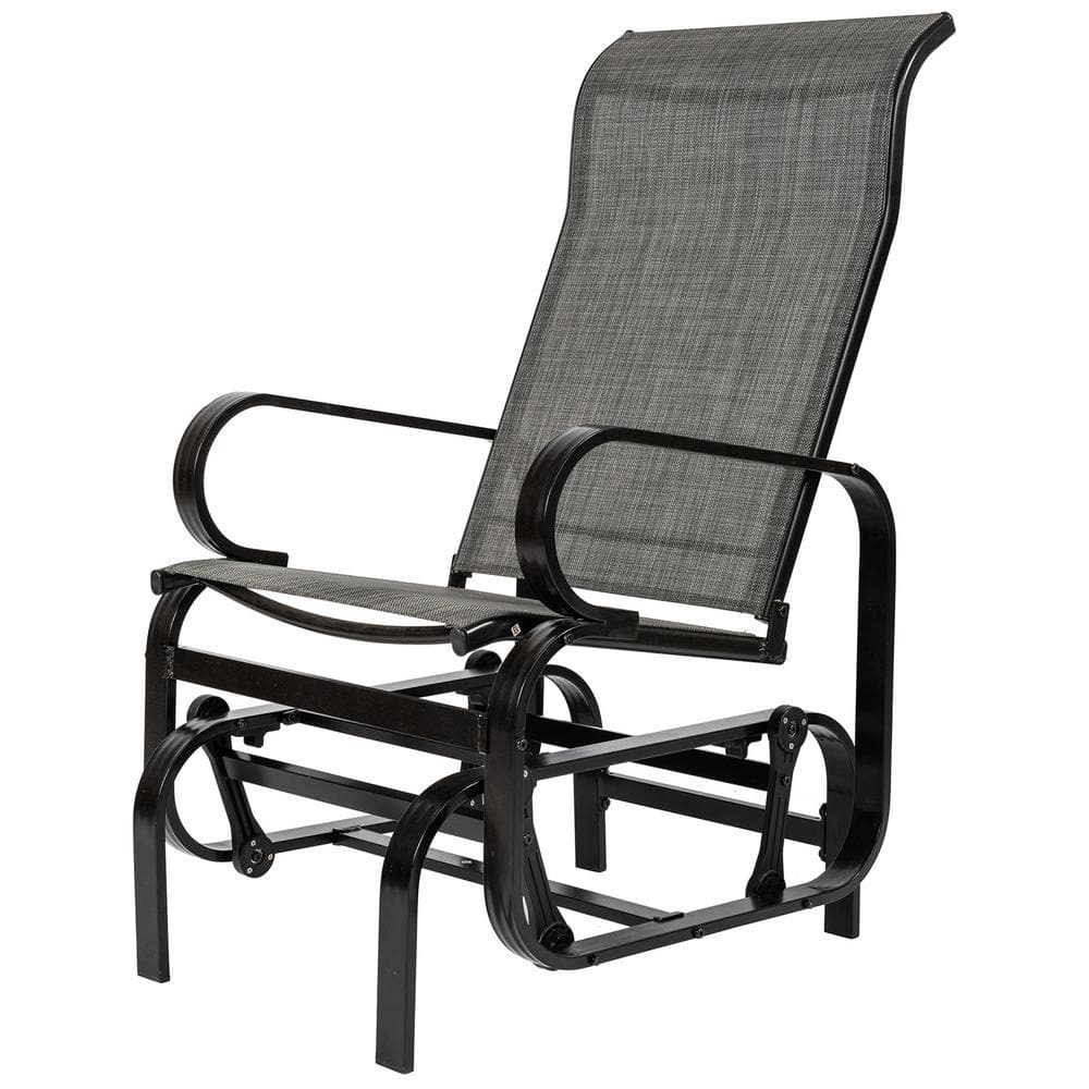 Afoxsos Gray 1Person Metal Outdoor Glider Chair Porch Glider Patio