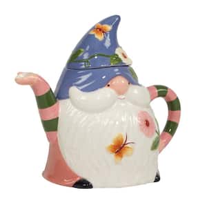 Garden Gnomes 1-Cup Multicolored Earthenware 3-D Teapot