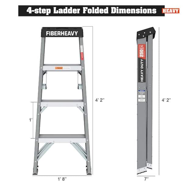 WRIGHTMASTER 4 ft. Foldable Fiberglass Step Ladder (8 ft WRIGHTMASTER 4 ft. Foldable Fiberglass Step Ladder (8 ft
