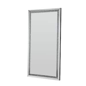 Noralie 68 in. x 6 in. Glam Rectangle Framed Silver Finish Free-Standing Leaning Mirror