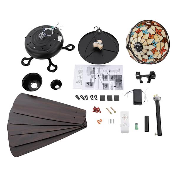 OUKANING 52 in. Indoor Black Retro Standard Ceiling Fan with