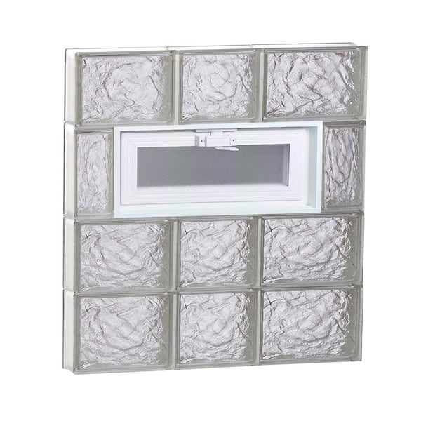 Clearly Secure 21.25 in. x 25 in. x 3.125 in. Frameless Ice Pattern Vented Glass Block Window