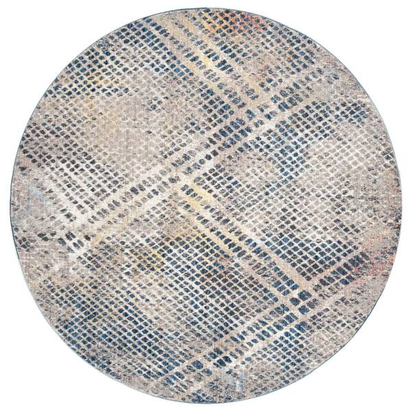SAFAVIEH Monray Blue/Multi 7 ft. x 7 ft. Geometric Round Area Rug