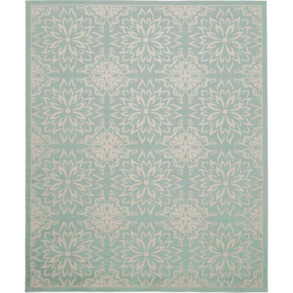 Nourison Jubilant Ivory/Green 8 ft. x 10 ft. Moroccan Farmhouse Area Rug