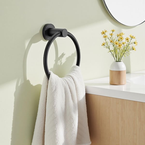Bathroom Towel Ring Wall Mounted in Black